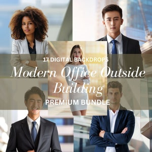 17 Blurred Modern Office Ouside Building Digital backdrop Business Portrait Overlays Photoshop.