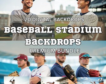 Baseball Stadium Photography Backdrops: Blurred Field Digital Bundle (20 JPEG)