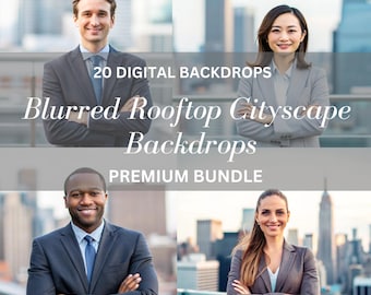 Blurred Rooftop Cityscape Digital Backdrop: Business Portraits (20 JPEG)