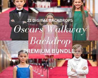 Red Carpet Event Digital Backdrops: Oscars Walkway Photography Overlays (21 JPEG)