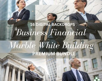 White Marble Building Digital Backdrop: Business Portrait Photography (JPEG)