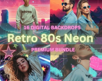 1980s Neon Portrait Backdrops: Lofi Theme (Digital Download)