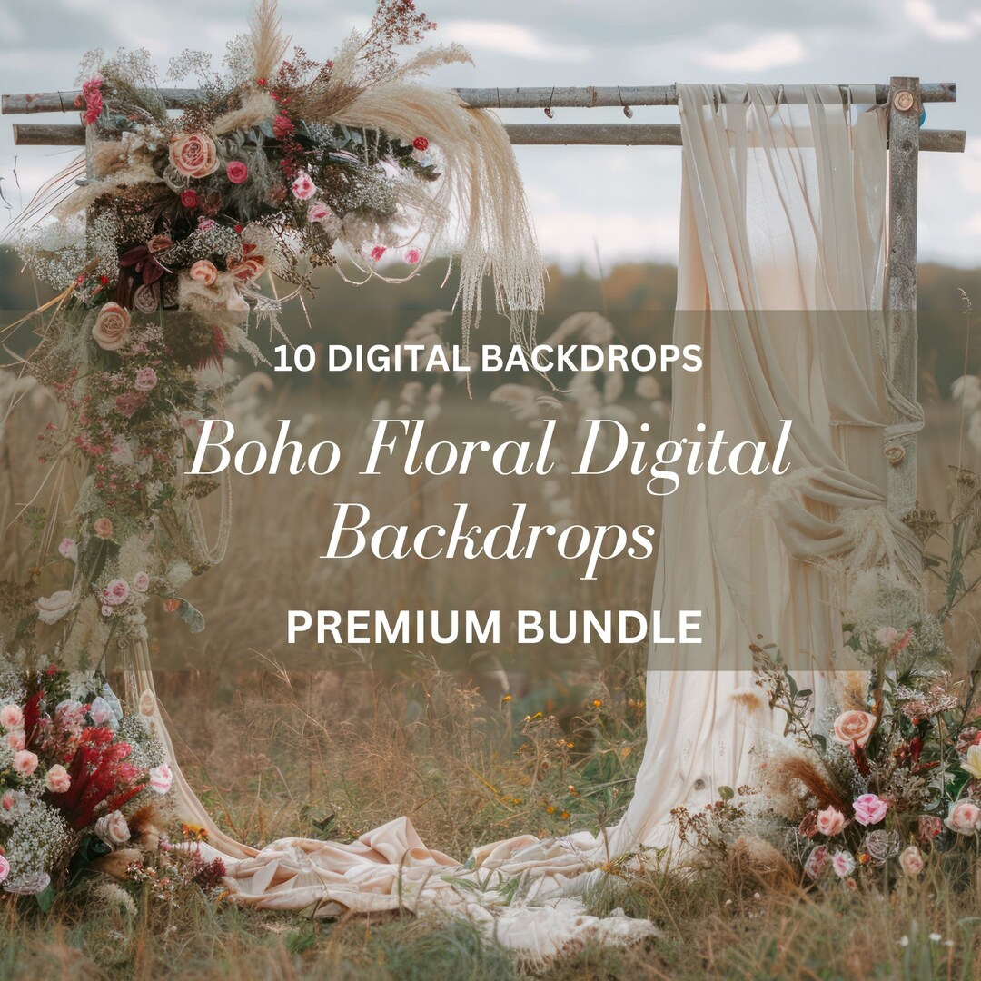 10 Arch Boho Floral Grassland Digital Backdrops Portrait Wedding ...