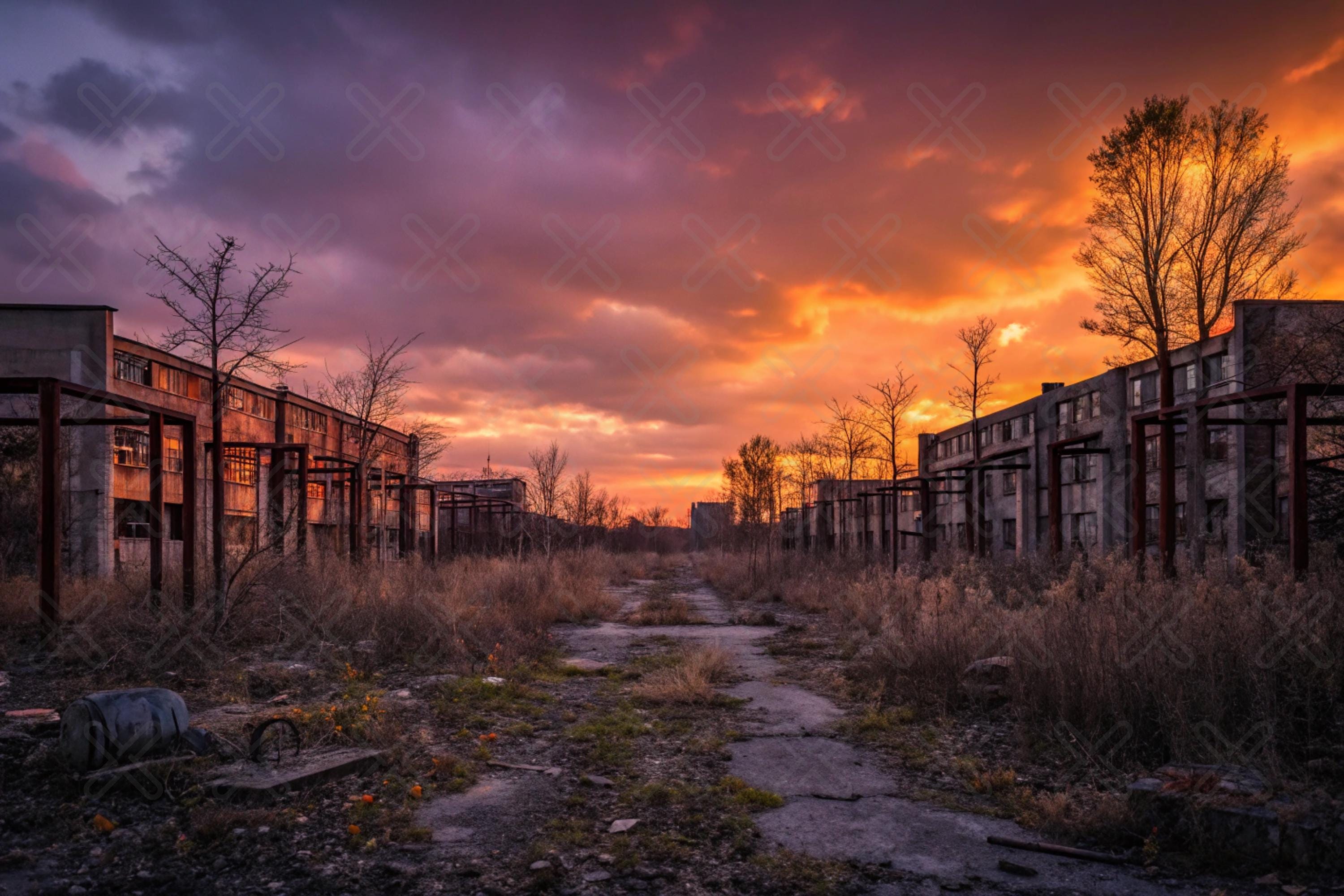 25 Post-apocalyptic City Town Dystopia Broken Digital Backdrop Portrait ...