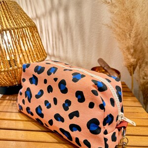 Astuccio per oli essenziali, trousse per il trucco, astuccio con cerniera, beauty case, organizer per il trucco, beauty case, stampa leopardata.