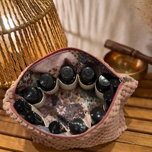 Custodia per oli essenziali, trousse per il trucco, astuccio con cerniera, custodia da viaggio, organizer per il trucco, beauty case