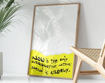 Impresión de arte de pared de cita retro, impresión de cita amarilla retro, decoración de sala de estar de moda, decoración de dormitorio, arte de pared estético, linda impresión universitaria