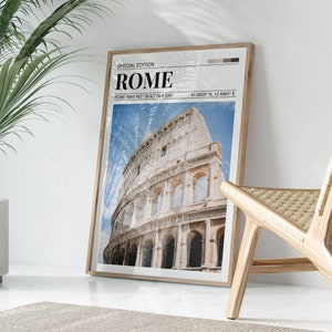 Rome Print, Travel Poster, American Art, New York City, Vintage, Gift For Her, Rome Italy Wall Art, Bedroom Decor, Cityscape Rome City Print