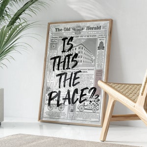 Is This The Place? Wall Print, Retro 70s House Party Print, Psychedelic Print, Aesthetic Print, Vintage Trippy Wall Art, Newspaper Poster