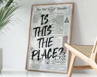 Is This The Place? Wall Print, Retro 70s House Party Print, Psychedelic Print, Aesthetic Print, Vintage Trippy Wall Art, Newspaper Poster