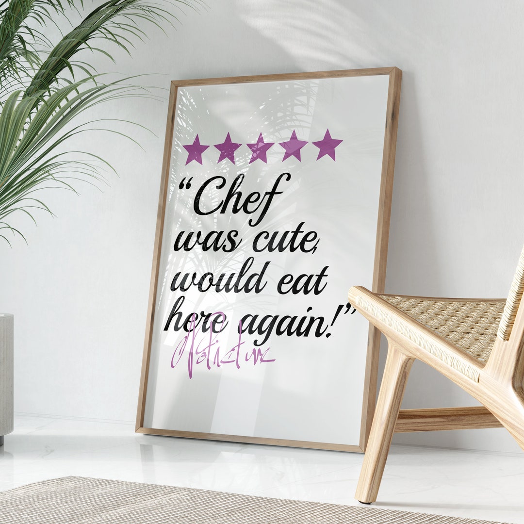 chef was cute aesthetic kitchen print retro wall art... Chef Was Cute Kitchen Decor Print, Funny Kitchen Print, Trendy Wall Art ...