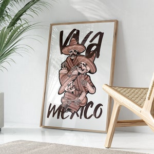 Mexican Dance Poster, Mexico Wall Art, Mexico Travel Poster, Skull Wall Art Mexican Poster, Mexico Art Print, Vintage Retro Mexico Print