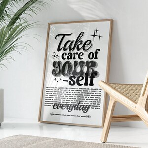 Take Care Groovy Wall Art, Trendy Wall Art, Pink Aesthetic Retro Preppy Print, Trendy Printable Art, Retro Affirmation Print, Girly Decor