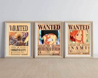 One Piece Wanted posters,Anime poster|one piece Bounty poster for Anime lovers,amazing one piece Bounty wall art