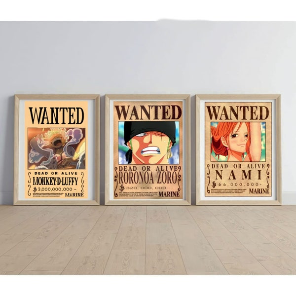 One Piece Wanted posters,Anime poster|one piece Bounty poster for Anime lovers,amazing one piece Bounty wall art