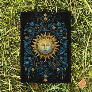 Tarotdoos, opslag tarotkaart, schatkist, houten tarotzonnedoos, houten kist, houten sieradendoos, heksendoos zon