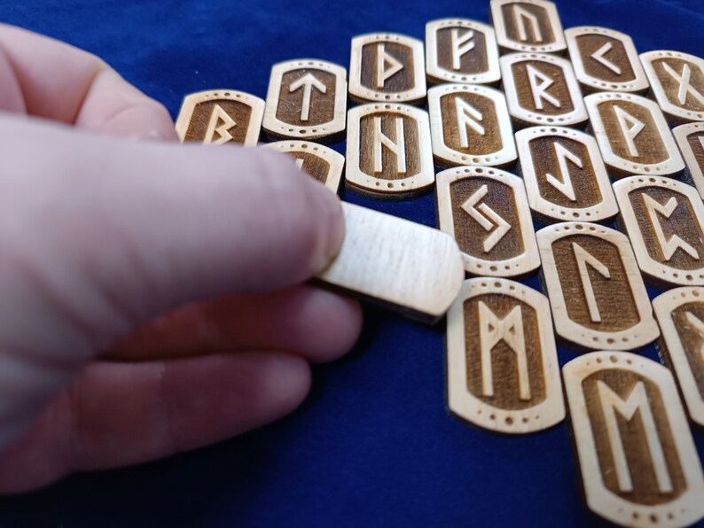 Runic Tile Set Wooden Runic Set Elder Futhark - Etsy