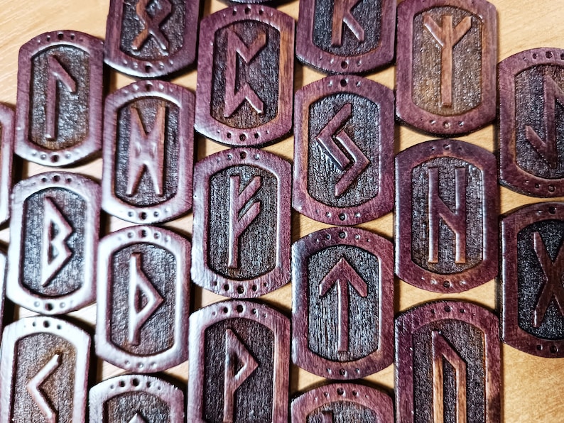 Wizards Runes Grid Wooden Runic Set Elder Futhark - Etsy