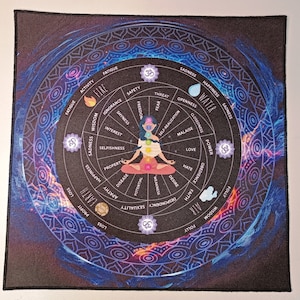 Pendulum Board Chakras Dark | Dowsing Mat | Altar Cloth