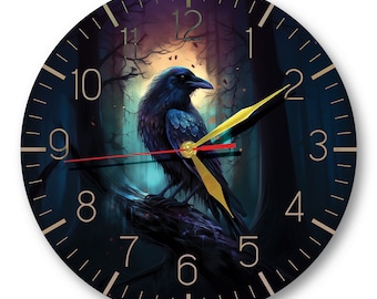 Withchy Wall Clock Crow | Unique Wall Clock for Wiccans