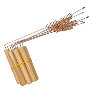 10 pcs Copper Dowsing Rods with Resonator | 5 Pairs of dowsing rods with wooden handles and bronze tip | Radiestesia Rods