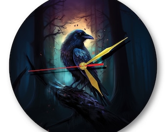 Withchy Wall Clock Crow | Unique Wall Clock for Wiccans