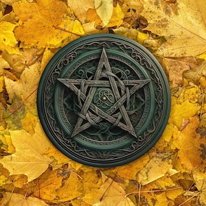 Altar Tile Pentacle , Pentagram Altar, Wall Decor, witchcraft altar, pentagram coaster green