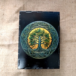Scatola portaoggetti per mazzo di tarocchi/Scatola in legno stregata/Scatola per gioielli con stampa