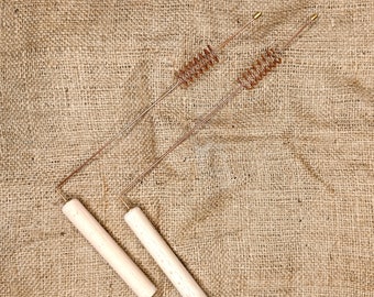 Copper Dowsing Rods with Resonator 2 pcs | Pair of dowsing rods with wooden handles and bronze tip | Radiestesia Rods