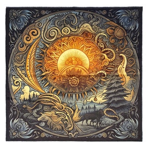 Altarduk Vintersol | 60 cm plyschduk | Matta för tarot och runor | Tarotläsningsomslag