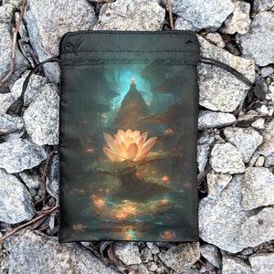 Silk Bag for Tarot or Runes | Satin Tarot pouch | Wrap for Tarot / Oracle / Runes  with Art Print Lotus