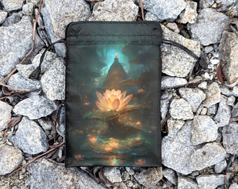 Silk Bag for Tarot or Runes | Satin Tarot pouch | Wrap for Tarot / Oracle / Runes  with Art Print Lotus