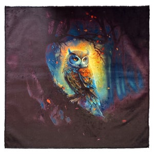 Altar Cloth Wise Owl | 24 inches Plush Tablecloth | Mat for Tarot and Runes | Tarot Reading Wrap