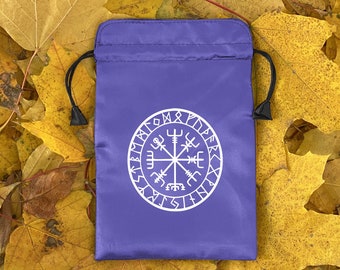 Silk Bag for Tarot or Runes | Satin Tarot pouch | Wrap for Tarot / Oracle / Runes  with Art Print Vegvisir