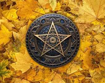 Azulejo de altar con pentáculo, altar con pentagrama, decoración de pared, altar de brujería, posavasos con pentagrama