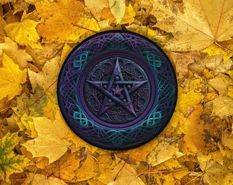 Azulejo de altar con pentáculo, altar con pentagrama, decoración de pared, altar de brujería, posavasos con pentagrama morado