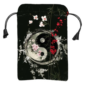Silk Bag for Tarot Yin Yang | Satin Tarot pouch | Wrap for Tarot / Oracle / Runes  with Art Print Tao