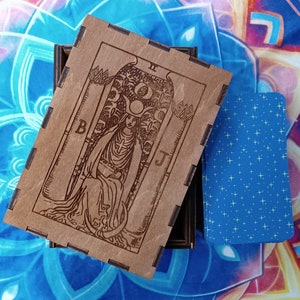 Scatola dei Tarocchi L'Alta Sacerdotessa, Deposito di carte dei Tarocchi, Scatola del Tesoro, Scatola dei Tarocchi in legno, scatola di legno, scatola di legno di gioielli, scatola di legno delle streghe