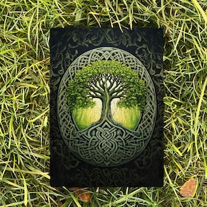 Boîte de tarot, rangement pour cartes de tarot, boîte du Trésor, boîte de tarot celtique en bois, boîte en bois, boîte en bois à bijoux, boîte en bois sorcière arbre du monde