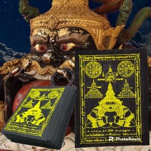 Black Yant Cloth Rahu Eating Moon Protection Talisman Thai Amulet God of Darkness Lucky Gift Success 100 pieces Size: 14 x 10 cm (5,5&quot; x 4&quot;)