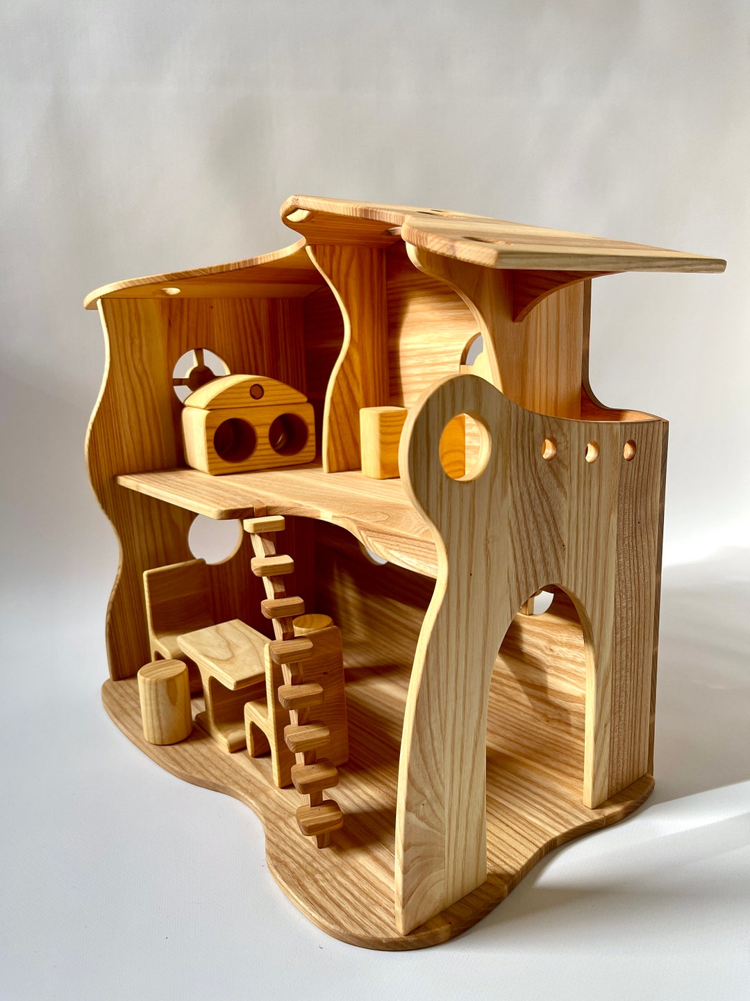Waldorf Toy Wooden Dollhouse With/without Ash Handmade Furniture 1