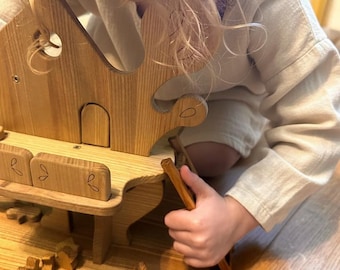 Wooden Treehouse Toy – Waldorf & Montessori Open-Ended Play, Assembly Required, Handmade
