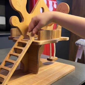 Wooden Treehouse Playset with 4 Play Figurines – Montessori & Waldorf Inspired Toy, Handmade