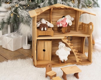 手作り木製ドールハウス：ダブルサイズのウォルドルフ玩具 - Etsy 日本