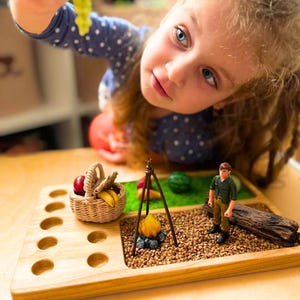 Wooden Fruit Toy Set with Sensory Sorter Tray – Montessori Inspired, Handmade for Toddlers