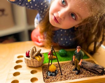 Wooden Fruit Toy Set with Sensory Sorter Tray – Montessori Inspired, Handmade for Toddlers
