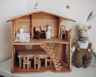 Waldorf Wooden Dollhouse Fits 12 cm Dolls OPTIONAL Furniture 1-12 Scale Toy