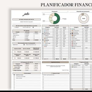 Planner financiero mensual digital | Presupuesto 50/30/20 | Google Sheets | Multimoneda | Control de gastos