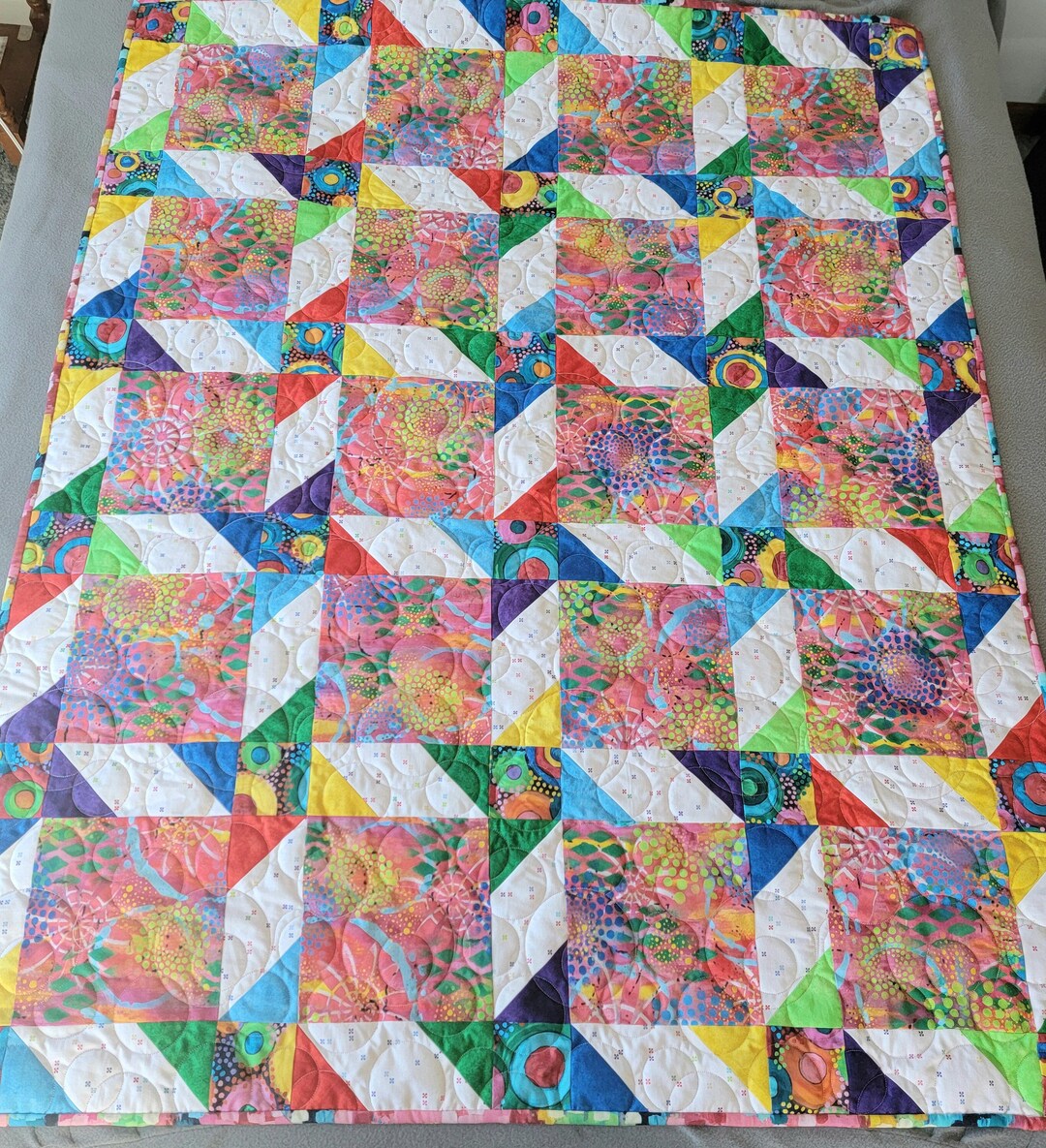 Colorful Fun Modern Lap or Child's Quilt With Soft Minky Backing - Etsy