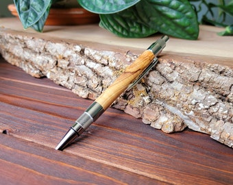 Bethlehem Olivewood Stratus Click Pen in Chrome